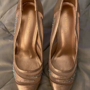 Dream Pairs Women's Glittering Gold Heels
